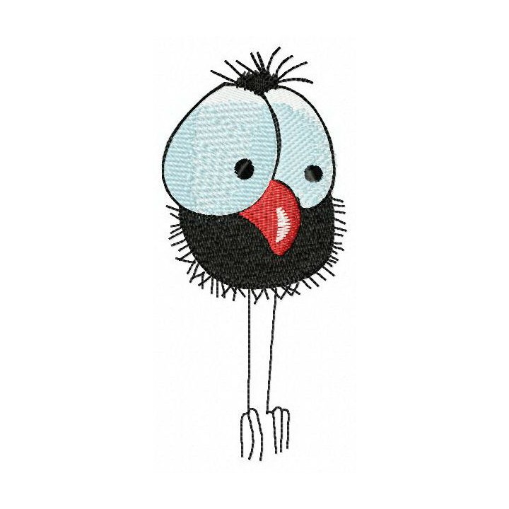 Black birdie embroidery design - Embroidery Design