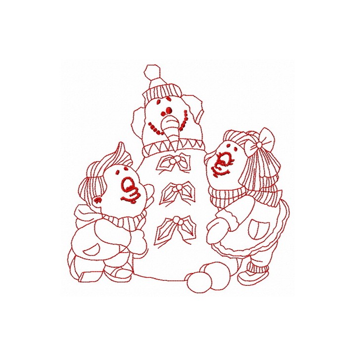 Children making snowman 2 embroidery design - Embroidery Design