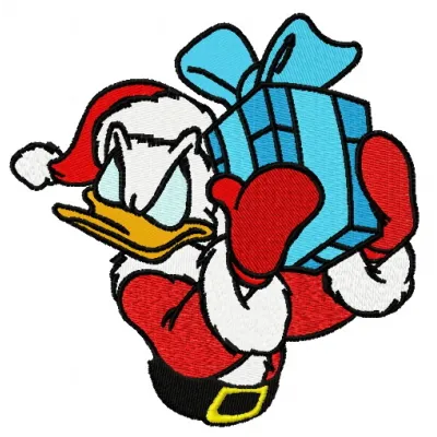 Preview of Donald's Present 2 embroidery design featuring colorful Duck Tales motifs, perfect for festive stitching projects.