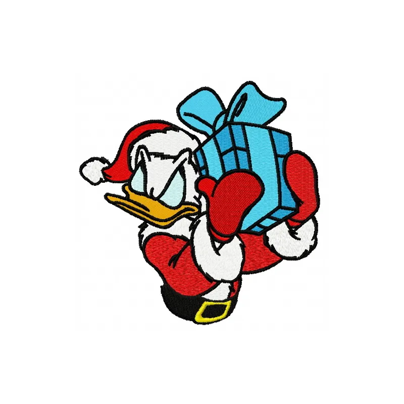 Preview of Donald's Present 2 embroidery design featuring colorful Duck Tales motifs, perfect for festive stitching projects.