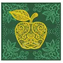 Apple embroidery design preview showcasing a vibrant stitched motif of a fresh apple, perfect for various fabric projects.