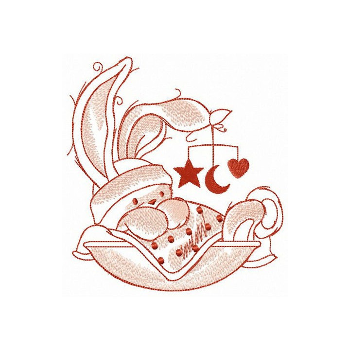 Rabbit looking at spinning toy embroidery design - Embroidery Design