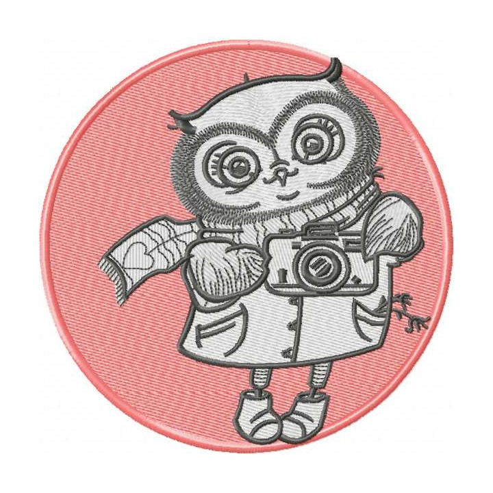 Owl photographer embroidery design - Embroidery Design