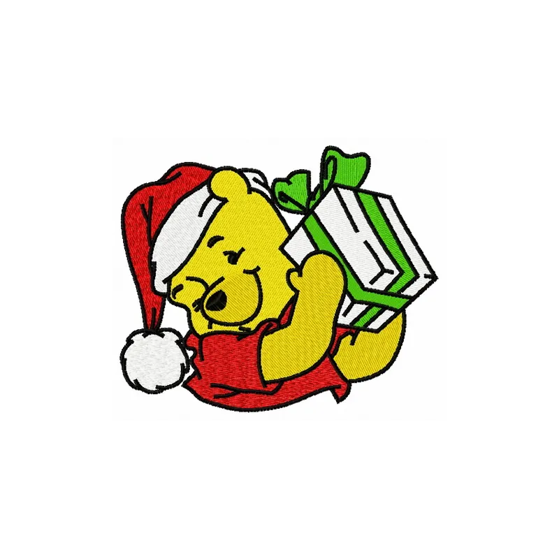 Winnie's present 2 embroidery design featuring festive motifs for Christmas stitching on various items.