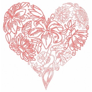 Floral heart 5 embroidery design - Embroidery Design