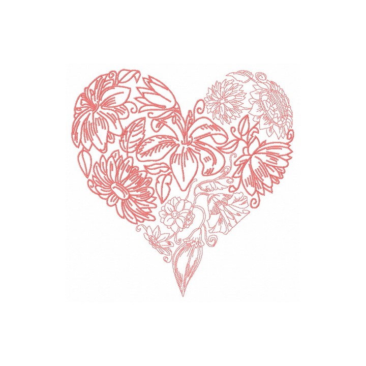 Floral heart 5 embroidery design - Embroidery Design