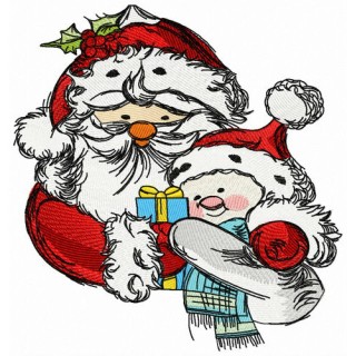 Santa and snowman 3 embroidery design - Embroidery Design