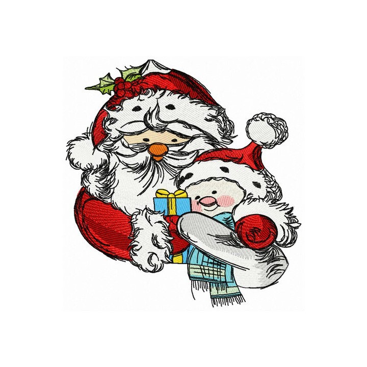 Santa and snowman 3 embroidery design - Embroidery Design
