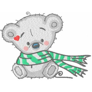 Teddy green scarf embroidery design - Embroidery Design