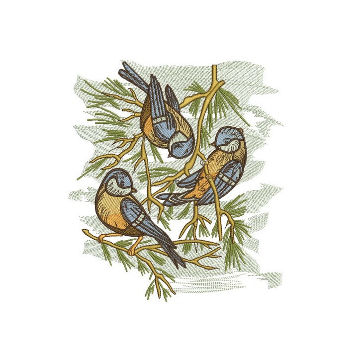 Eurasian blue tits embroidery design - Embroidery Design