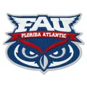 Florida Atlantic Owls logo embroidery design showcased on a fabric background, ideal for caps and apparel.