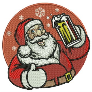 Santa with beer embroidery design - Embroidery Design