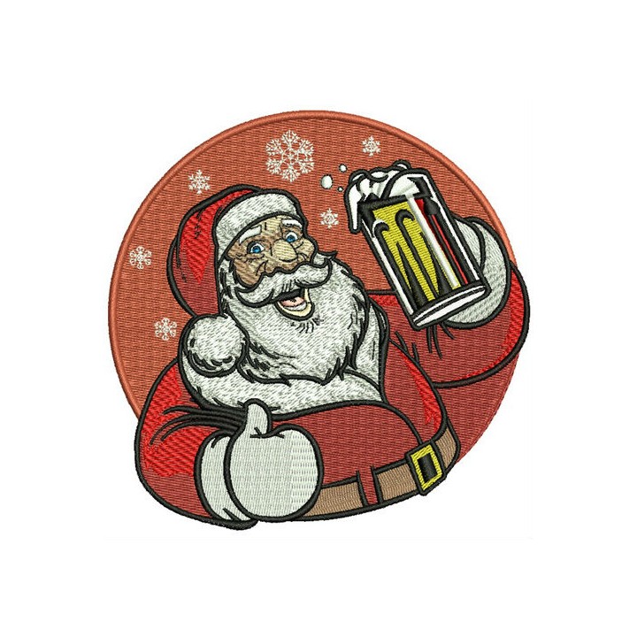 Santa with beer embroidery design - Embroidery Design
