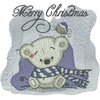 Little Christmas bear embroidery design - Embroidery Design