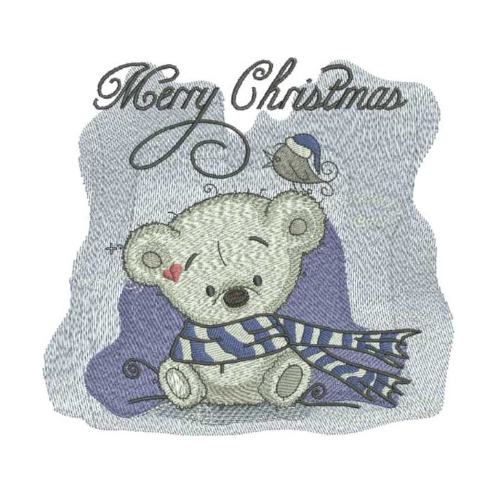 Little Christmas bear embroidery design - Embroidery Design