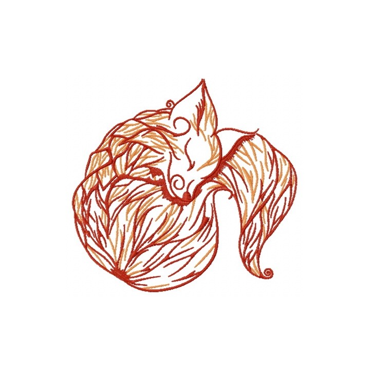 Sleeping fox 3 embroidery design - Embroidery Design