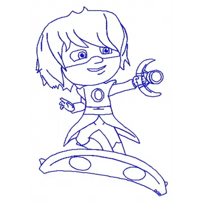 Luna Girl 3 embroidery design featuring a whimsical character from PJ Masks, ideal for stitching on t-shirts and bags.