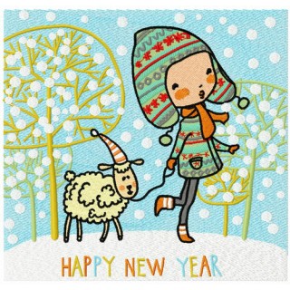 Walking with lamb embroidery design - Embroidery Design