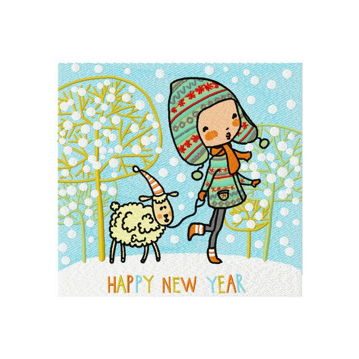 Walking with lamb embroidery design - Embroidery Design