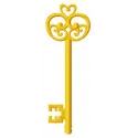 Golden key 11 embroidery design showcasing intricate details, ideal for embellishing bags and apparel.