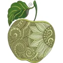 Apple with decorative elements embroidery design for stitching on t-shirts, tote bags, and more.