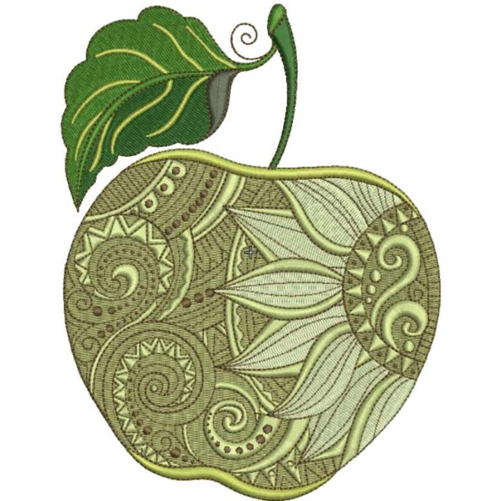 Apple with decor embroidery design - Embroidery Design