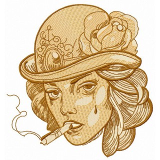 Smoking lady 3 embroidery design - Embroidery Design