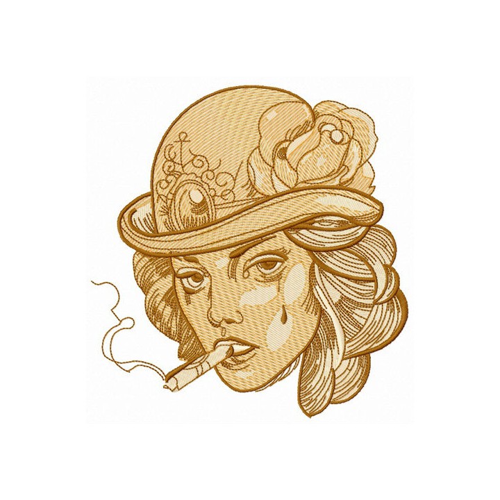 Smoking lady 3 embroidery design - Embroidery Design
