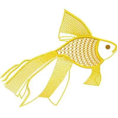 Gold fish 5 embroidery design featuring a vibrant fish motif, perfect for ocean-themed projects and stitching.