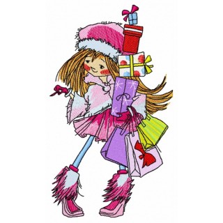 Christmas shopping 8 embroidery design - Embroidery Design