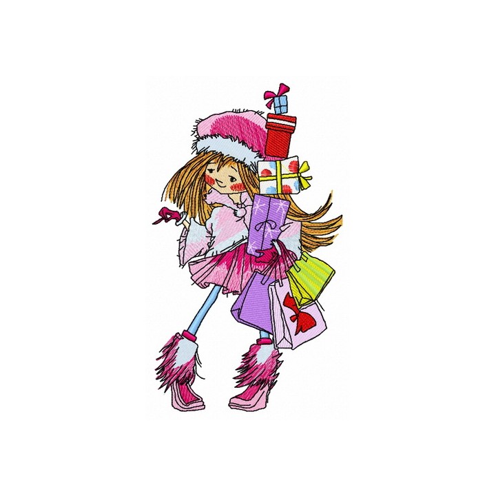 Christmas shopping 8 embroidery design - Embroidery Design