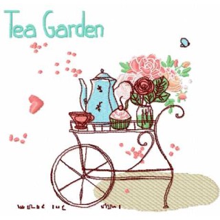 Tea garden embroidery design - Embroidery Design