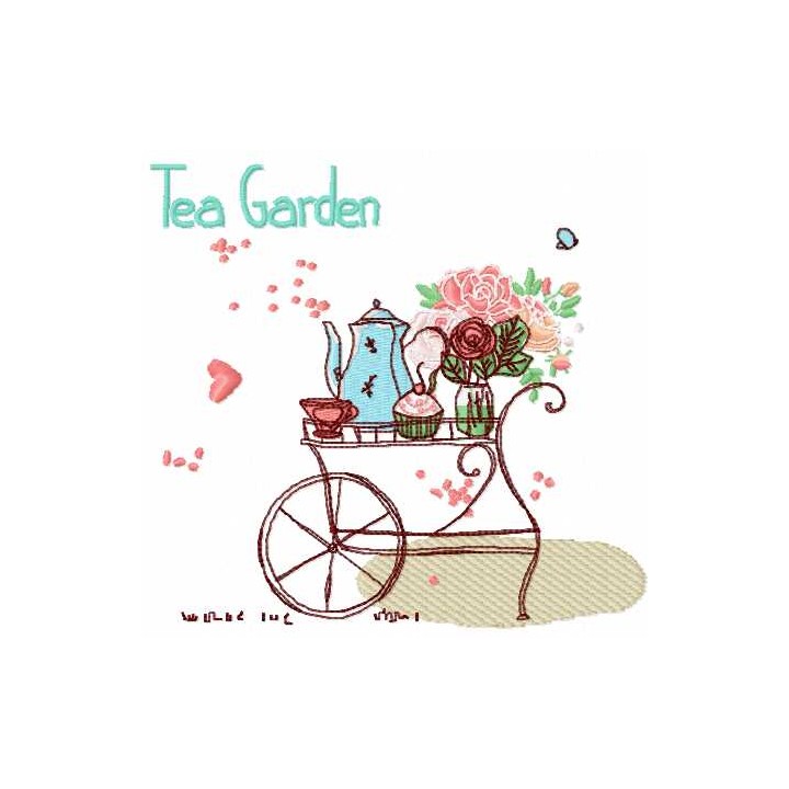 Tea garden embroidery design - Embroidery Design