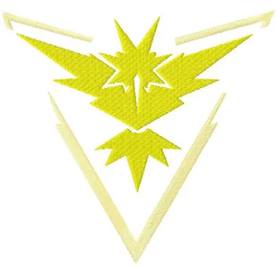 Embroidery design featuring the Team Instinct logo from Pokemon Go for stitching on apparel and accessories.