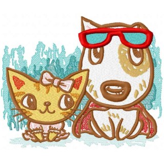 Puppy and kitty carnival embroidery design - Embroidery Design