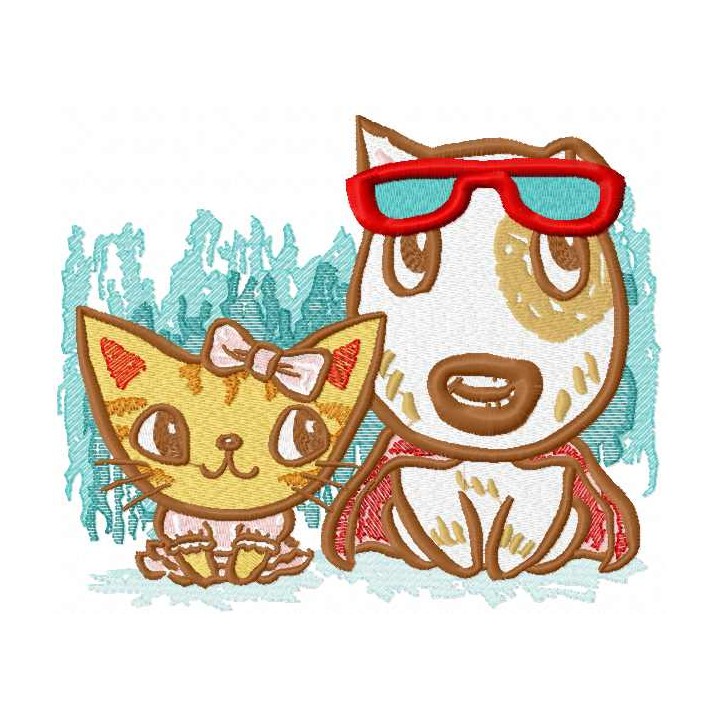 Puppy and kitty carnival embroidery design - Embroidery Design