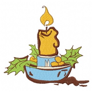 Christmas candle embroidery design - Embroidery Design