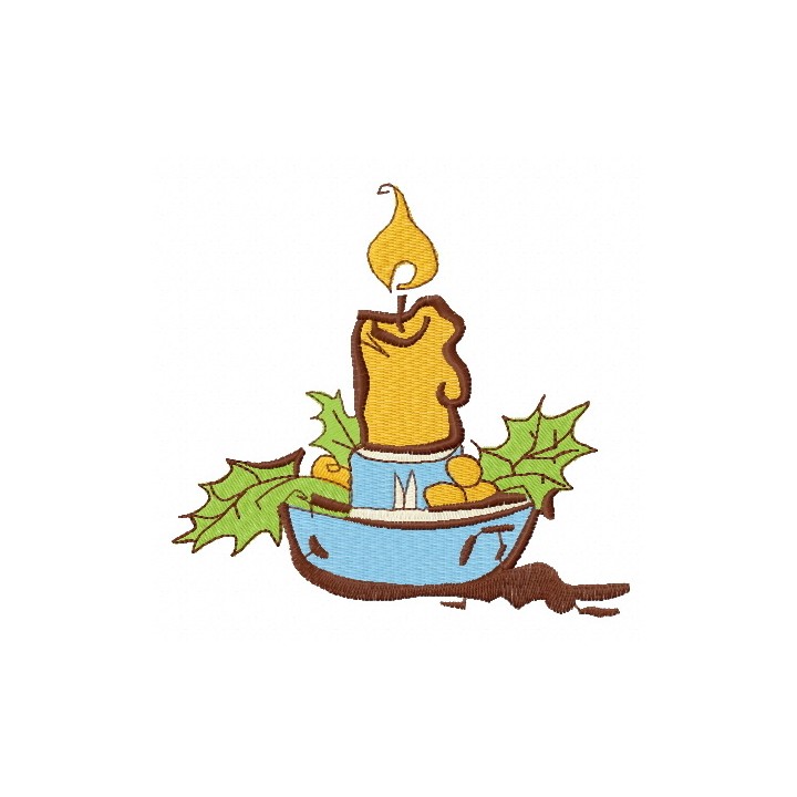 Christmas candle embroidery design - Embroidery Design