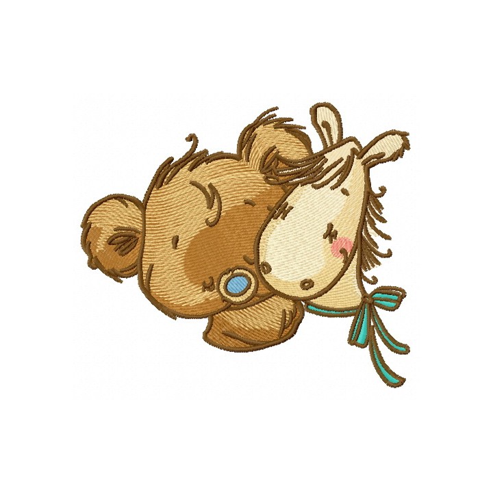 Tiny bear with pony toy 3 embroidery design - Embroidery Design