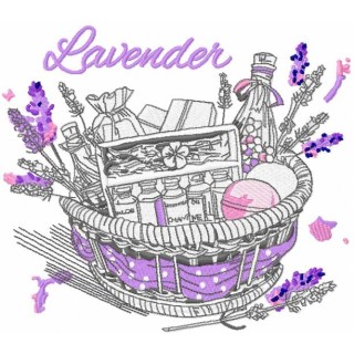 Lavender basket embroidery design - Embroidery Design
