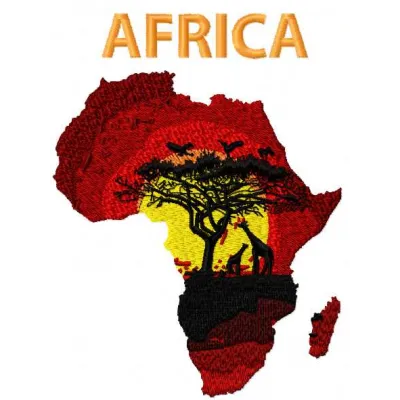 Africa embroidery design showcasing intricate patterns inspired by African culture and landscapes.