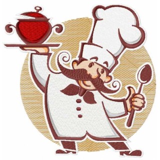 Funny chef with new dish embroidery design - Embroidery Design