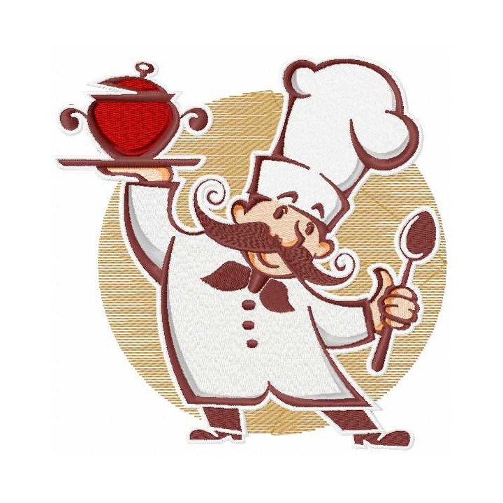 Funny chef with new dish embroidery design - Embroidery Design