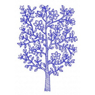 Blue tree embroidery design - Embroidery Design