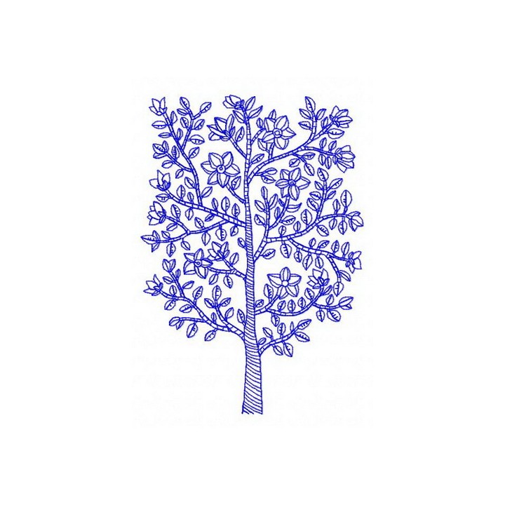 Blue tree embroidery design - Embroidery Design