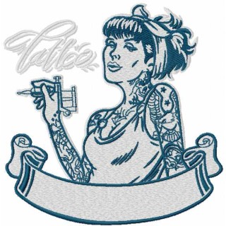 Tattoo girl embroidery design - Embroidery Design