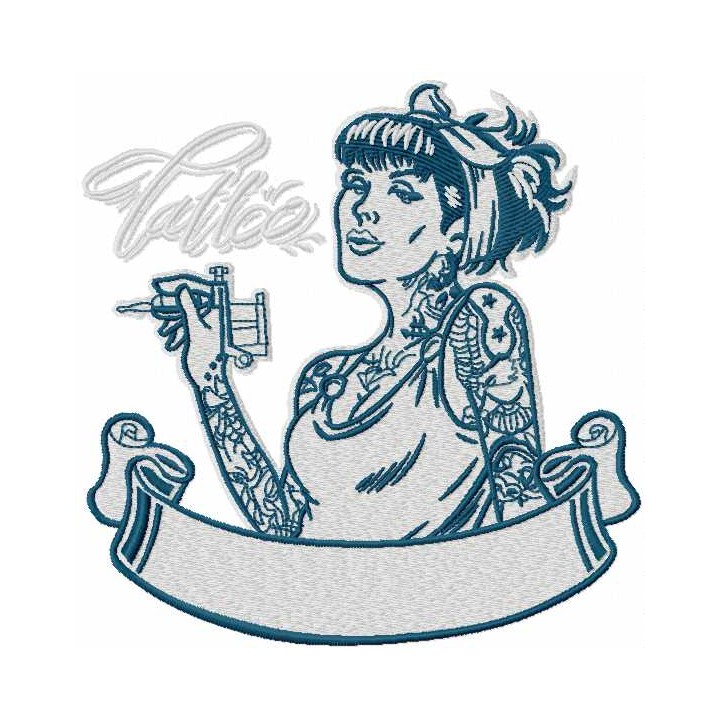 Tattoo girl embroidery design - Embroidery Design