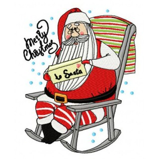 Santa reading letter embroidery design - Embroidery Design