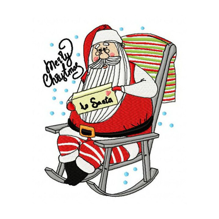 Santa reading letter embroidery design - Embroidery Design
