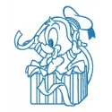 Preview of Donald with ribbon 2 embroidery design from the Duck Tales collection, showcasing a vibrant stitched motif.